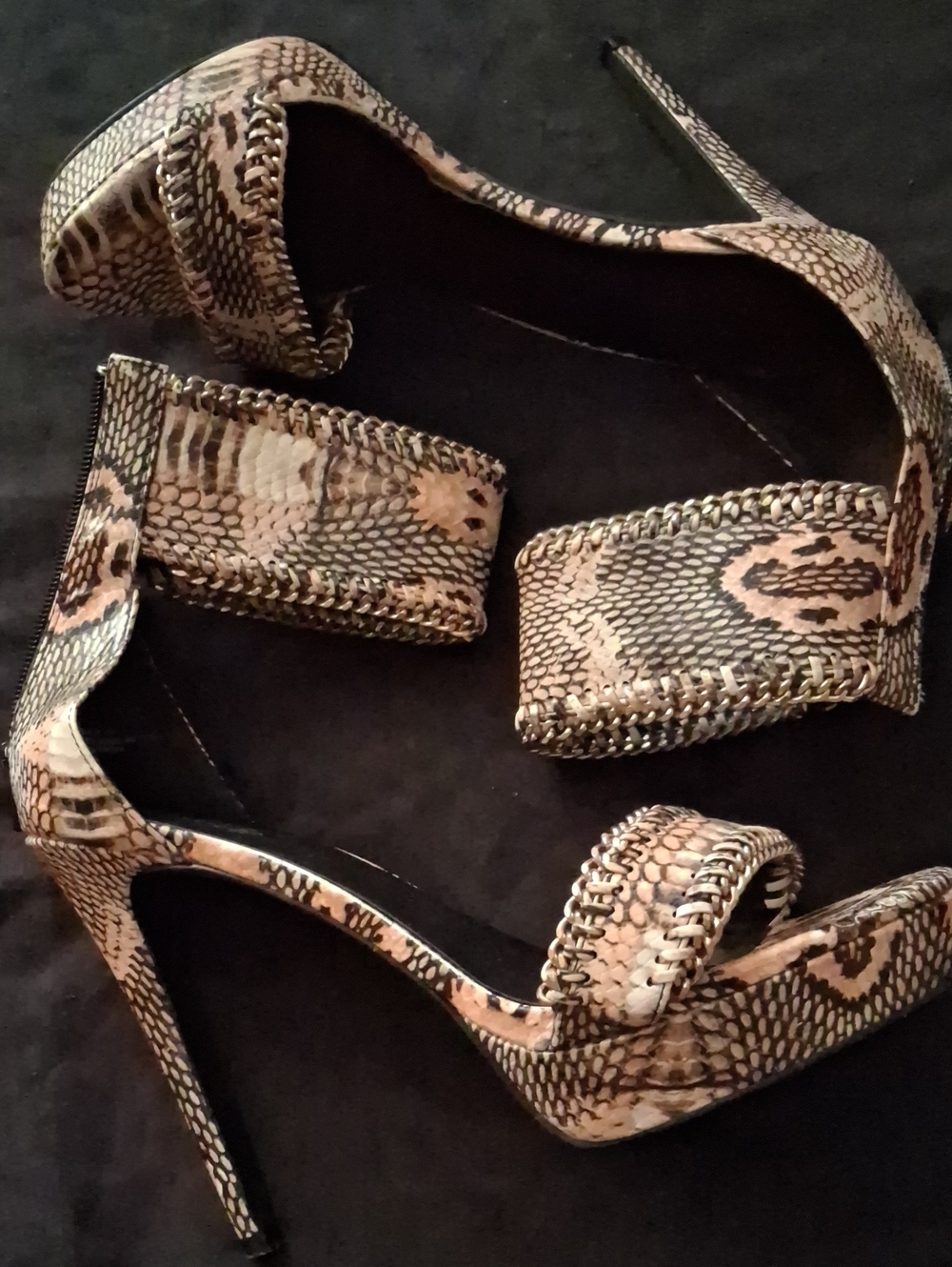 Charlotte Russe Snake-Print Platform Heels in Brown and Black
